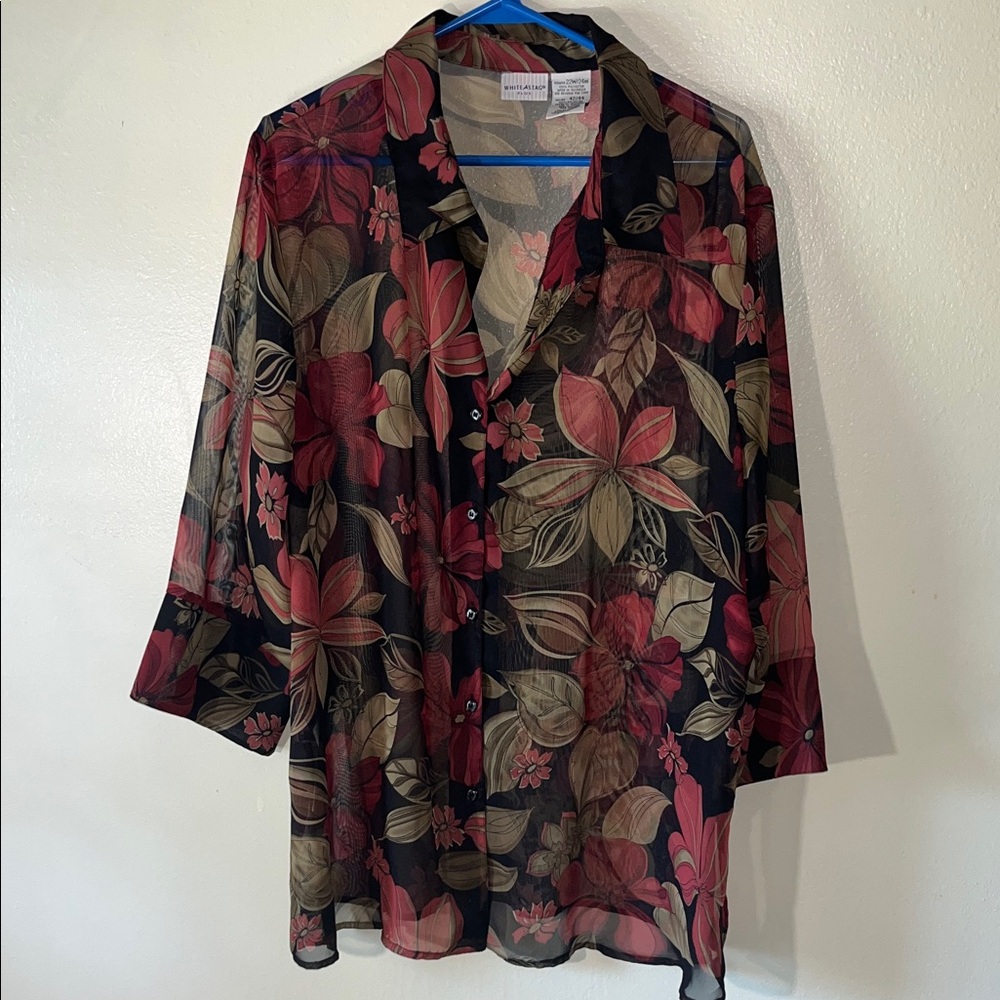 White Stag Multicolor Sheer Floral Blouse